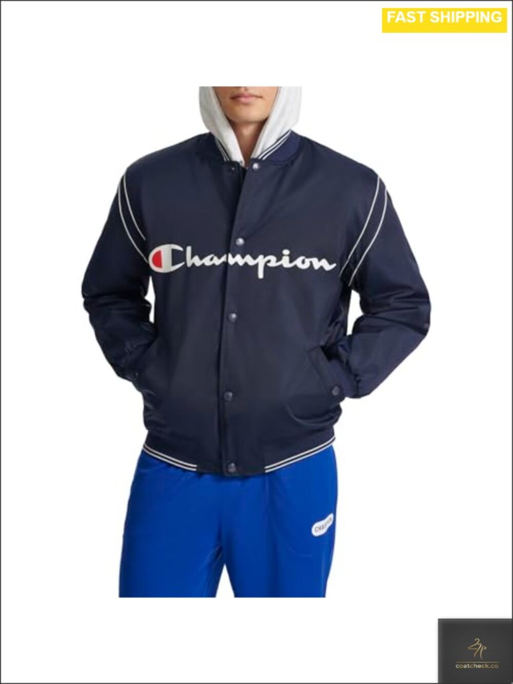 Satin Varsity Bomber Jacket Quilted Lined Zip Snap Closure